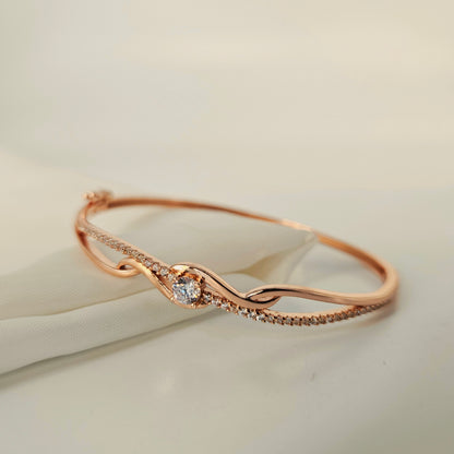 925 Sterling Silver Interlocking Wave Rose Gold Bracelet for Women | Gift