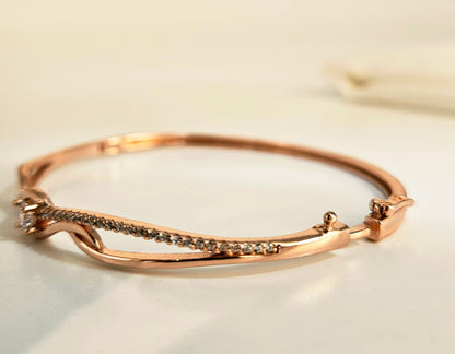 925 Sterling Silver Interlocking Wave Rose Gold Bracelet for Women | Gift