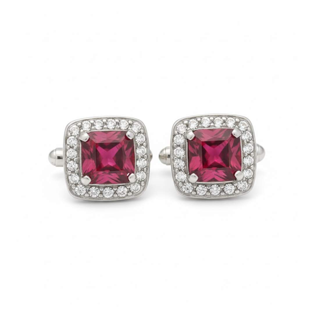 925 Sterling Silver Halo Ruby Stud Earrings for Women