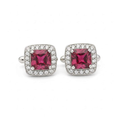 925 Sterling Silver Halo Ruby Stud Earrings for Women