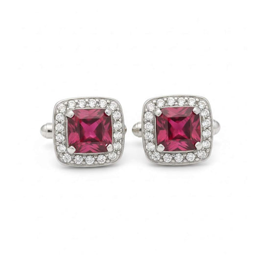 925 Sterling Silver Halo Ruby Stud Earrings for Women