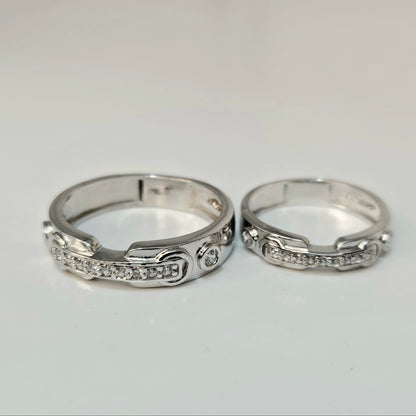 Modern Buckle Couple's Rings