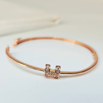 925 Sterling Silver “H” Monogram Bracelet for Women | Minimalist Gift