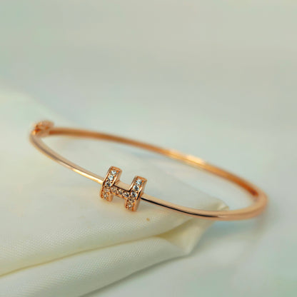 925 Sterling Silver “H” Monogram Bracelet for Women | Minimalist Gift