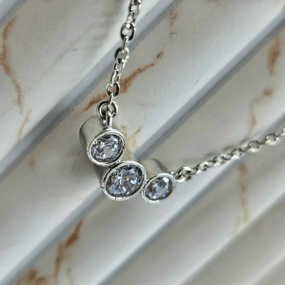 Modern Three-Stone Bezel Set Journey Pendant