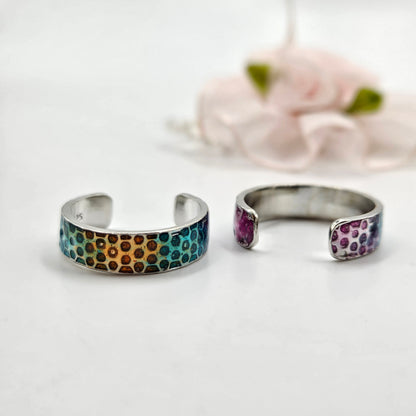 Multicolored enamel honeycomb pattern Toe Rings