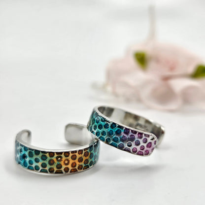 Multicolored enamel honeycomb pattern Toe Rings