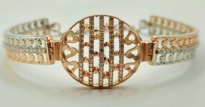 925 Oxidized Sterling Silver Radiant Hearts Bangle for Women | CZ Gift