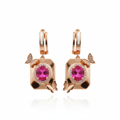 Radiant Ruby Butterfly Hoop Earrings