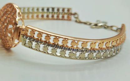 925 Oxidized Sterling Silver Radiant Hearts Bangle for Women | CZ Gift