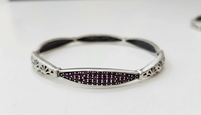 925 Sterling Silver Purple Pave Bangle for Women | Luxury Gift