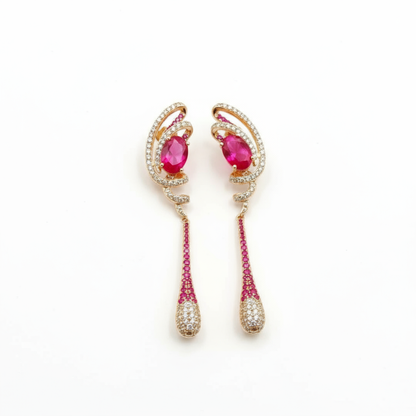 925 Sterling Silver Ruby Elegance Dangle Earrings for Women
