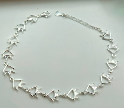 925 Sterling Silver Crown Motif Link Bracelet for Women | Elegant Gift