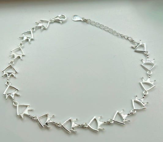 Silver Crown Motif Link Bracelet