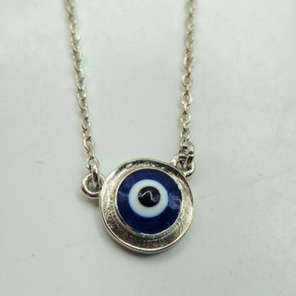 Silver Evil Eye Disc Pendant