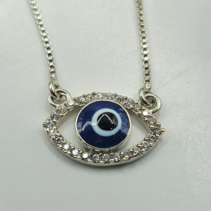 Silver Evil Eye Pave Pendant