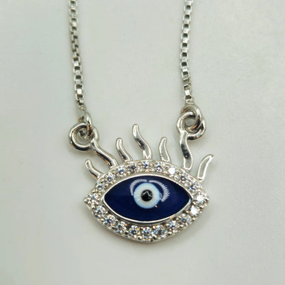 Silver Evil Eye with Sun Rays Pendant