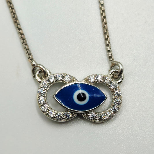 Silver Infinity Evil Eye Pendant