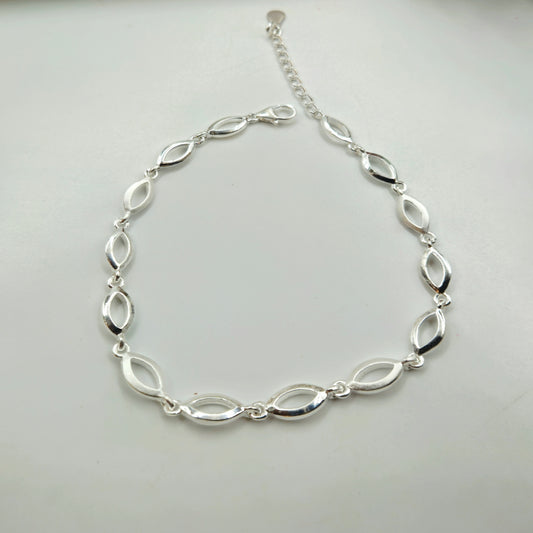 Silver Marquise Link Bracelet