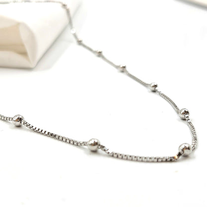 Silver Ball Chain with Beaded Stations