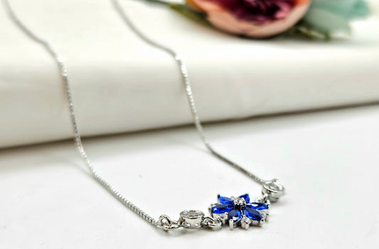 Silver Blue Floral Pendant