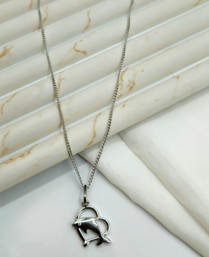 Silver Dolphin in Heart Pendant