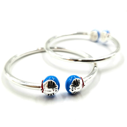 Silver Enamel Doraemon Themed Baby Bangles