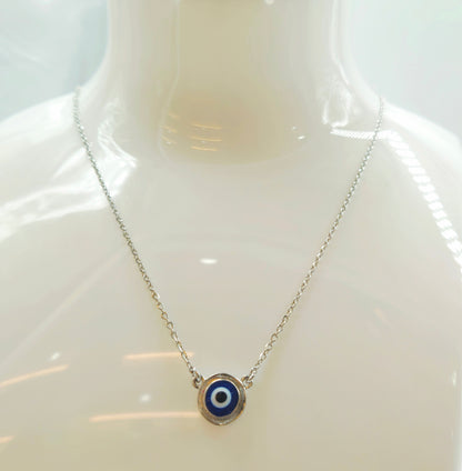 Silver Evil Eye Disc Pendant