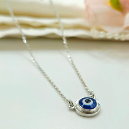 Silver Evil Eye Disc Pendant