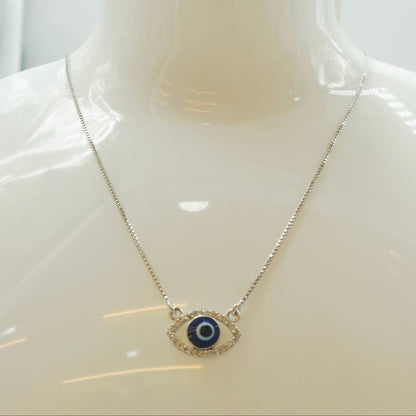 Silver Evil Eye Pave Pendant