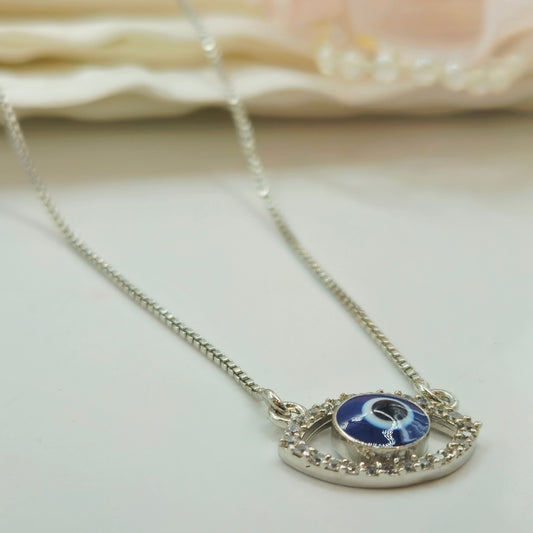Silver Infinity Evil Eye Pendant