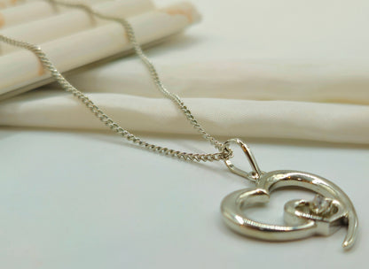 Silver "Heart Within a Heart" Solitaire Pendant