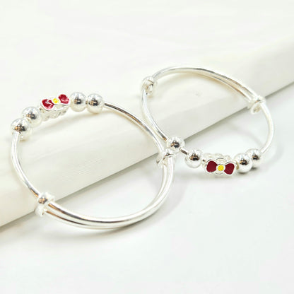 925 Sterling Silver Doraemon Enamel Baby Bangles | Gift