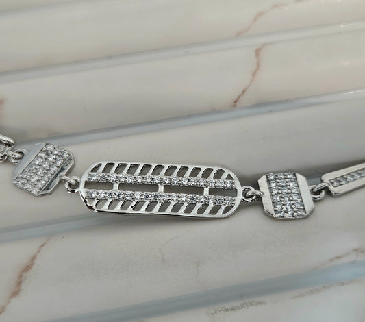 Silver Lattice Bar Bracelet