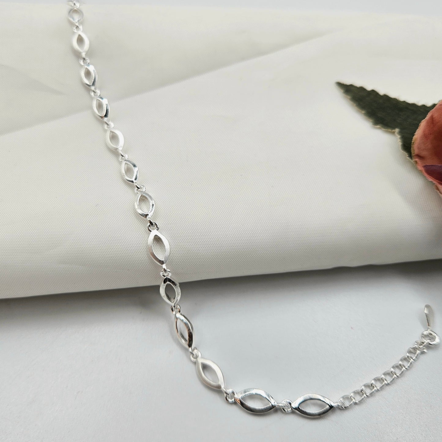 Silver Marquise Link Bracelet