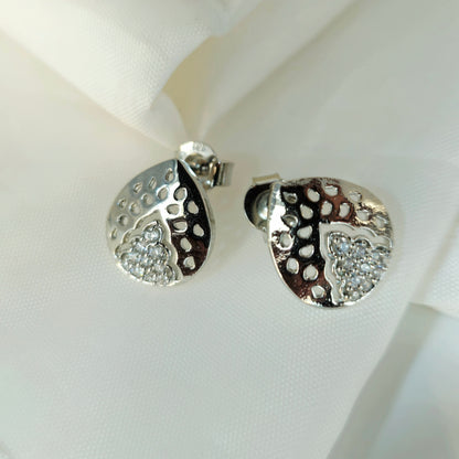 Silver Mixed-Finish Teardrop Pendant Set