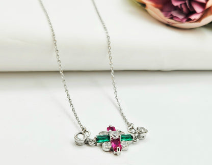 Silver Multi-Gem Cross Pendant