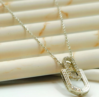 Silver Pave Interlocking Geometric Pendant