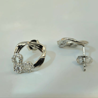 Silver Twisted Frame Pave Flower Pendant Set