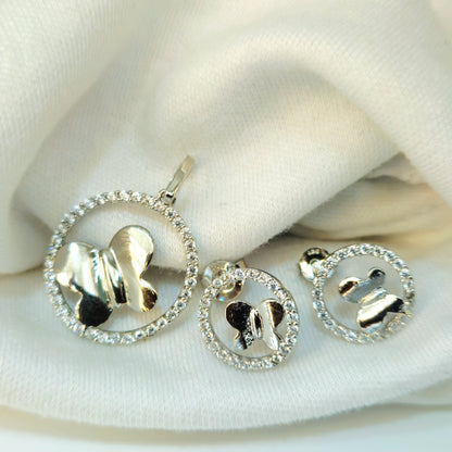 Butterfly Halo Pendant Set