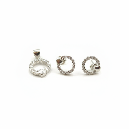 Sparkling Heart Circle Studs