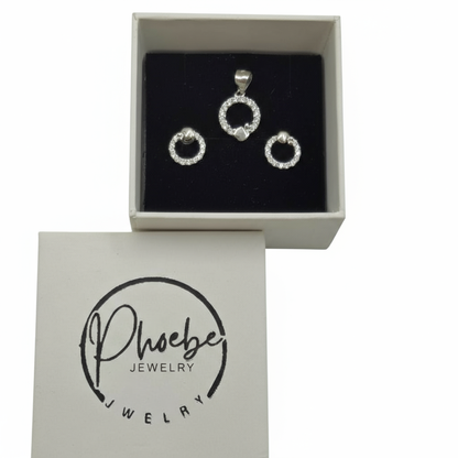 Sparkling Heart Circle Studs