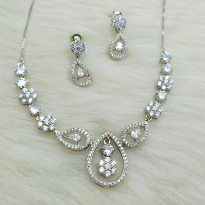 Sterling Silver Petal Drop Necklace Set