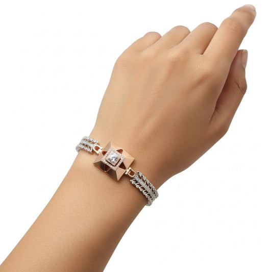 925 Silver Diamond-Styled Leaf Bracelet for Women