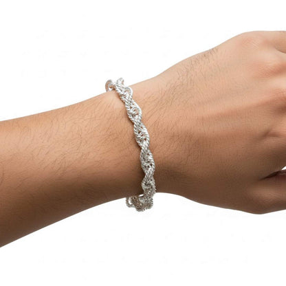 925 Sterling Silver Twisted Rope Bracelet for Men
