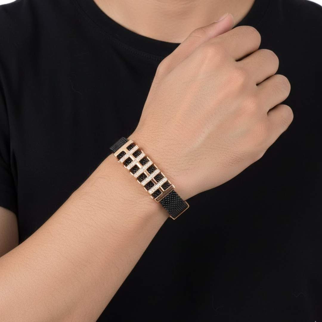 925 Sterling Silver Rose Gold Ladder Bracelet for Men | Daily Wear