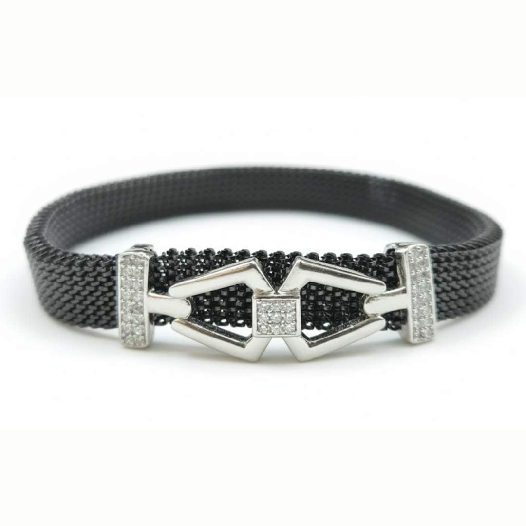 925 Sterling Silver Geometric Diamond Bracelet for Men | Party Wear