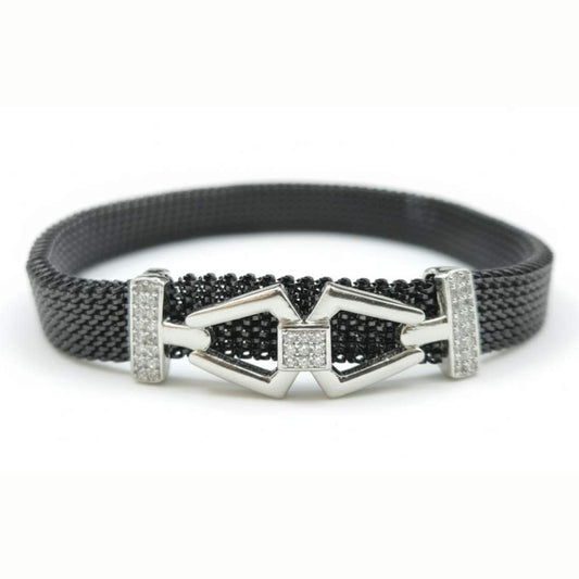 925 Sterling Silver Geometric Diamond Bracelet for Men | Party Wear