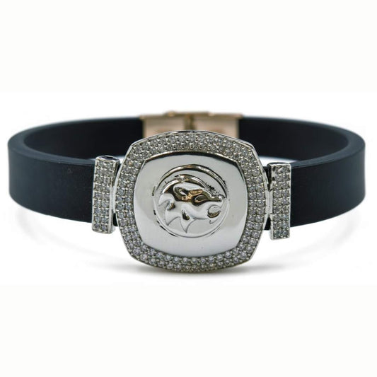 925 Sterling Silver Lion Crest Stretch Bracelet for Men