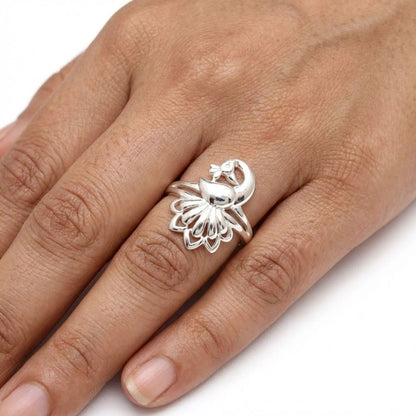 925 Sterling Silver Fancy Peacock Ring for Women Daily Wear Gift